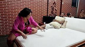 Backstage with chubby 18yo Brazilian taking huge cock and cum on ass