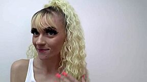 petite blonde sassy chick laps balls gives wet rimjob and milks cock dry