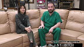 Doctor pounds Brooklyn Rossi's shaved pussy four times before creampie