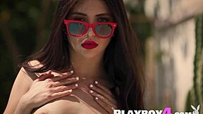 amazing elsa jean strips black lingerie showing perfect big ass pussy