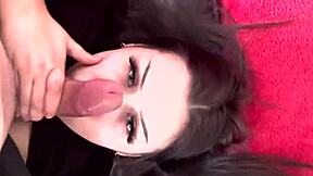 Cute Brunette Face Looks Adorable Beside Massive Monster Cock