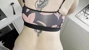 Step son pounds mommy hard right in the kitchen