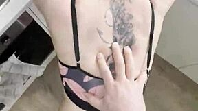 Step son pounds mommy hard right in the kitchen