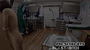 Doctor pounds Brooklyn Rossi's shaved pussy four times before creampie