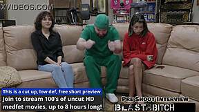 Doctor pounds Brooklyn Rossi's shaved pussy four times before creampie