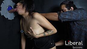 Hey cuckold, watch your hotwife suck stranger cock through gloryhole?