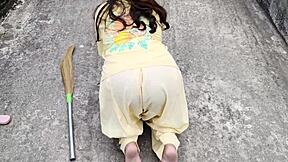 banging young married desi bhabhi on rooftop outdoor village sex