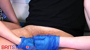 two sexy nurses in gloves 😈 stroking patient cock hard 💦 wank fest!!