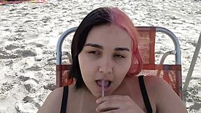 Pregnant Teen Seductively Teases Beach Crowds