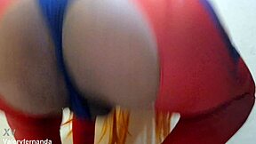 fat ass trans asuka cosplay gapes on purple dildo anal solo! 🍆💜