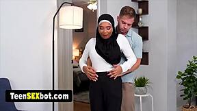 Cute Arab wife loves first white cock stretching her pussy