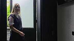 Uniformed Student Comes Home Late, Stepdad Punishes Pink Pussy Hard