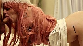 pink haired straight-jacket babe teases her curvy body in homemade pov