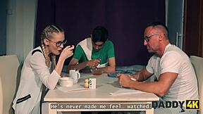 Daddy, fuck this skinny pigtail girl hard on your table?