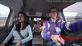 Big Stepbro's Monster Cock Seduces Petite 18+ Stepsis in Backseat Fingering