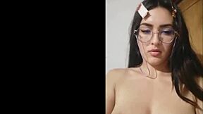 sexy big titted teen glasses solo tease