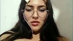 sexy big titted teen glasses solo tease