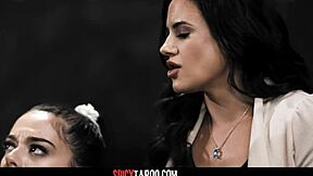 Virgin cheerleader fucks teacher's stepson right in front of her during rough anal session