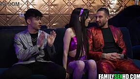 stepdaughter strips & offers pussy to bribe stepdad & bro 😈🍆