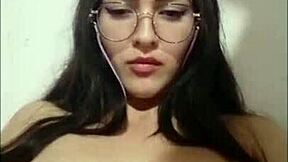 sexy big titted teen glasses solo tease