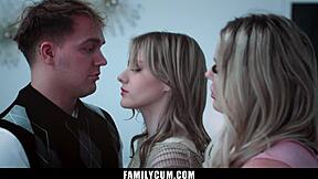 stepmom teaches stepsiblings naughty bent over doggy lessons on big tits ass