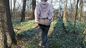 Redhead Slut Sucks Dick In Forest Behind Husband's Back