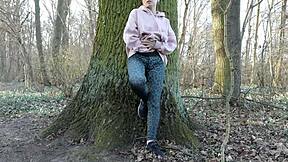 Redhead Slut Sucks Dick In Forest Behind Husband's Back