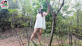 thai babe's pussy licked in forest before rough creampie fuck pov