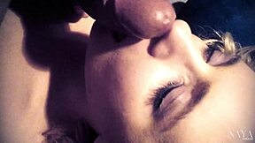 Daddy gives stepdaughter epic blowjob with close-up facial cumshot pov