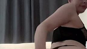 Intense stepdaughter fingers pussy as stepdad lurks next door