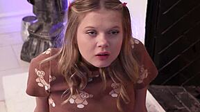 Petite Blonde Teen Sucks Chokes Gags on Owners Monster BBC to Stay Free?