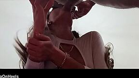 blonde milf gives sloppy preview blowjob with huge throatpie in sunglasses