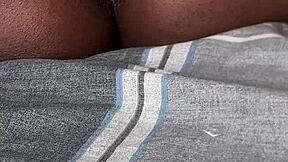 elle strokes her wet pussy close up on cam