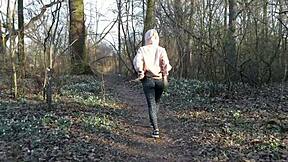 Redhead Slut Sucks Dick In Forest Behind Husband's Back