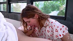 Tender Deepthroat Blowjob By Cute Student In Front Of Windows Full 4K
