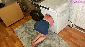 Stepmom Stuck In Washing Machine, Stepson Inserts Huge Cock Deep Into Her Wet Pussy S1E12!