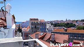 Petite Asian milf model rips lingerie for hot outdoor posing and sensual naked striptease reveal!