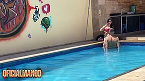 that sexy insta-famous paraiba girl got fucked poolside by tattooed dude.