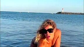 kleo furiosa bares tight pussy and toes on sunny beach