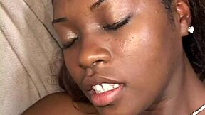 Ebony teen feels raw thrill getting banged close-up by huge white cock