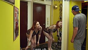 Step mom spots step son spying then seduces him into rough pussy riding fun.