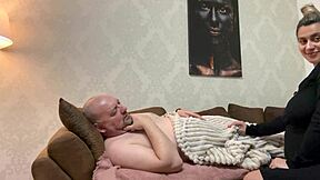 sexy big tits teen strokes old man's cock in hot handjob compilation