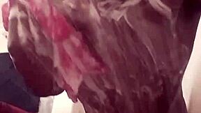 Intense solo shower sprays wet skin