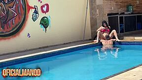 that sexy insta-famous paraiba girl got fucked poolside by tattooed dude.