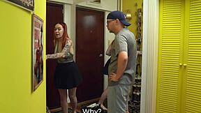 Step mom spots step son spying then seduces him into rough pussy riding fun.