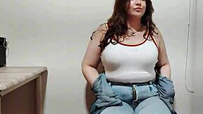 Watch this cute chubby brunette squirt wildly while fingering her hairy wet pussy!