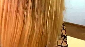 sophie van loo heats kitchen counter in gray leggings high heels