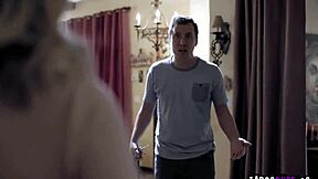 babysitter teen 18+ caught masturbating gets pussy creampied hard by owner