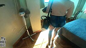 Venezolana chubby latina rides small cock cowgirl in dorm begging for job