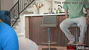 Stepbro spies sis stretching gives perfect sloppy handjob?